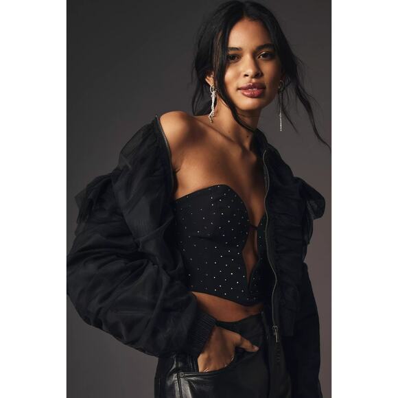 Anthropologie Jackets & Blazers - 🌸 NWT Anthropologie Appliqué Bomber Jacket – Stunning Textured Detail! 🌸